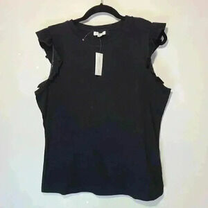 Gemma and Jane NWT Black Riffle Sleeveless Top Sweater XL
